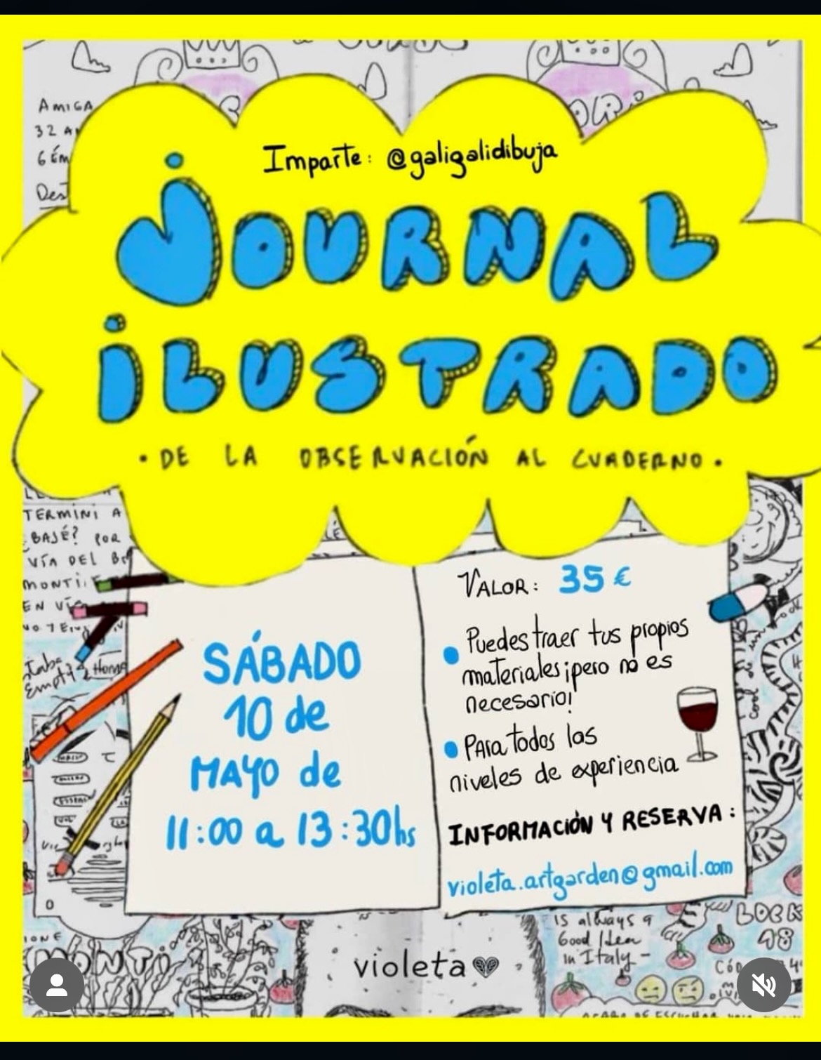 Taller de diario ilustrado en Violeta Art Garden 📓